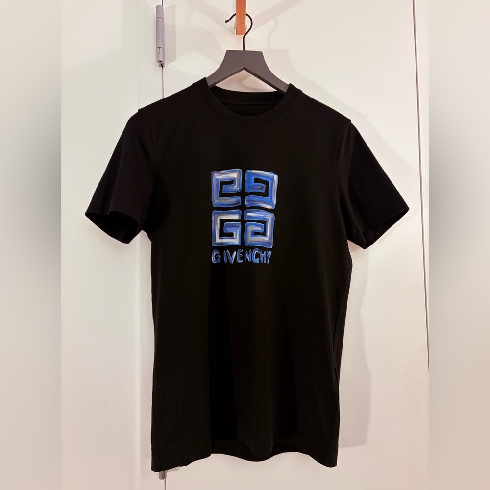 Givenchy Black Tee with Blue Graphic